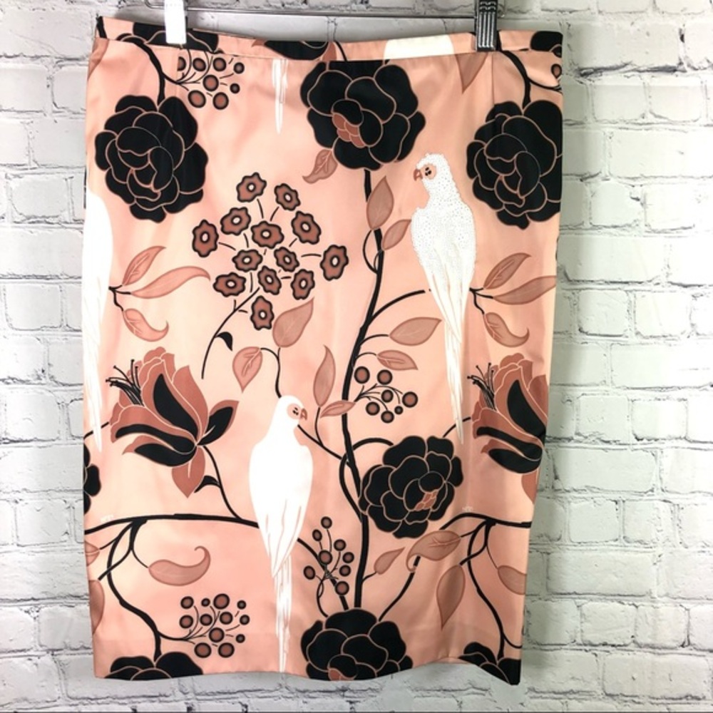 Numero Ventuno No.21 Gilmar Birds of Paradise Asian Satin Pencil Skirt Size EU42